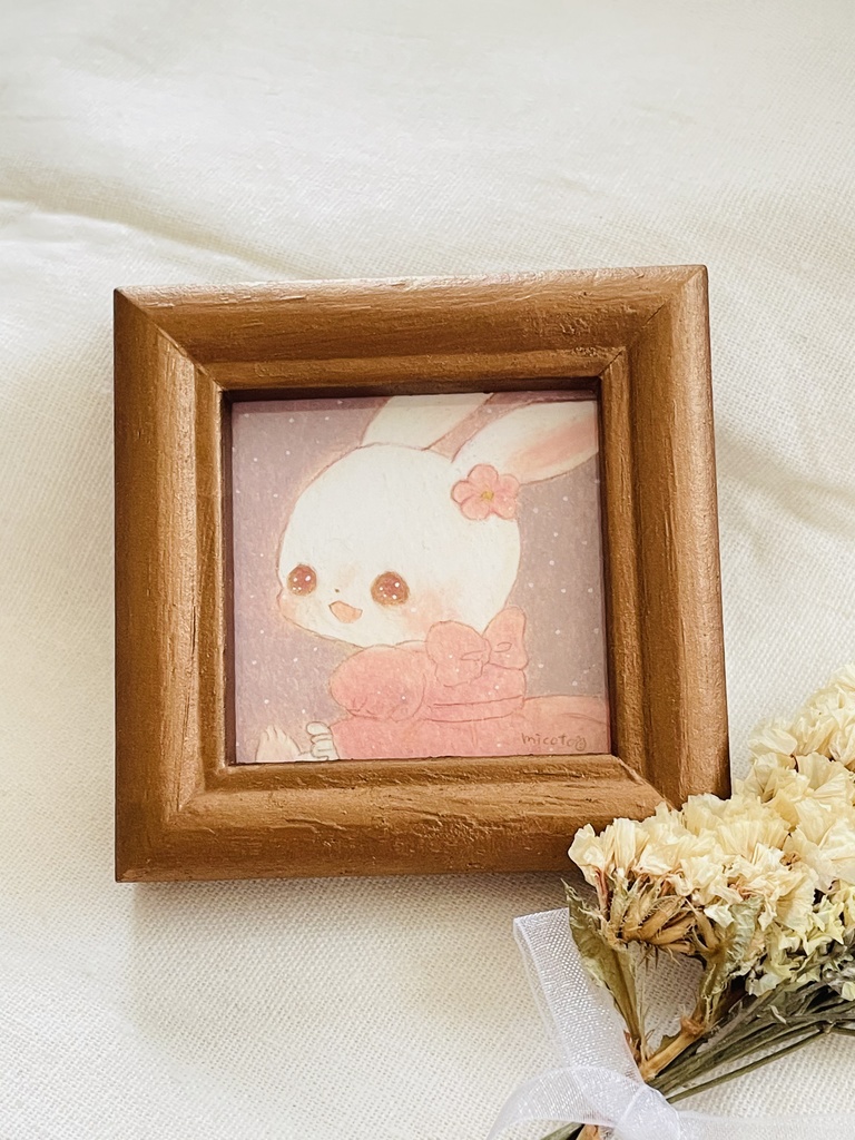 ミニ原画【おめかしうさぎ】