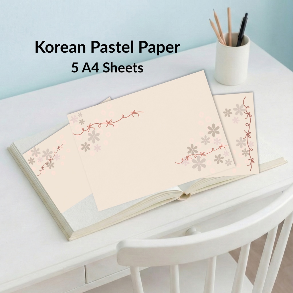 韓国風パステルデジタルペーパー|淡色ゆるかわ A4 5枚セット|Cafe Latte Paper Studio