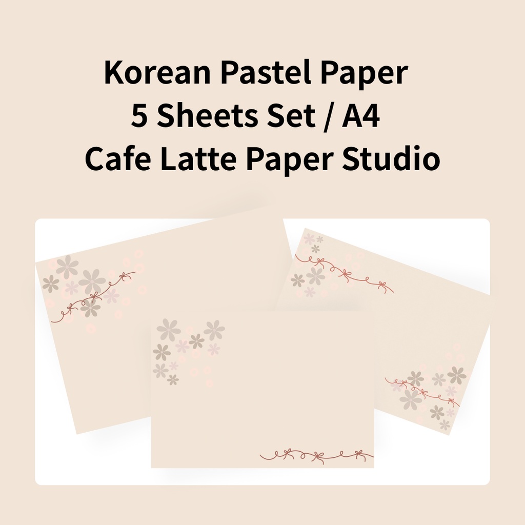 韓国風パステルデジタルペーパー|淡色ゆるかわ A4 5枚セット|Cafe Latte Paper Studio
