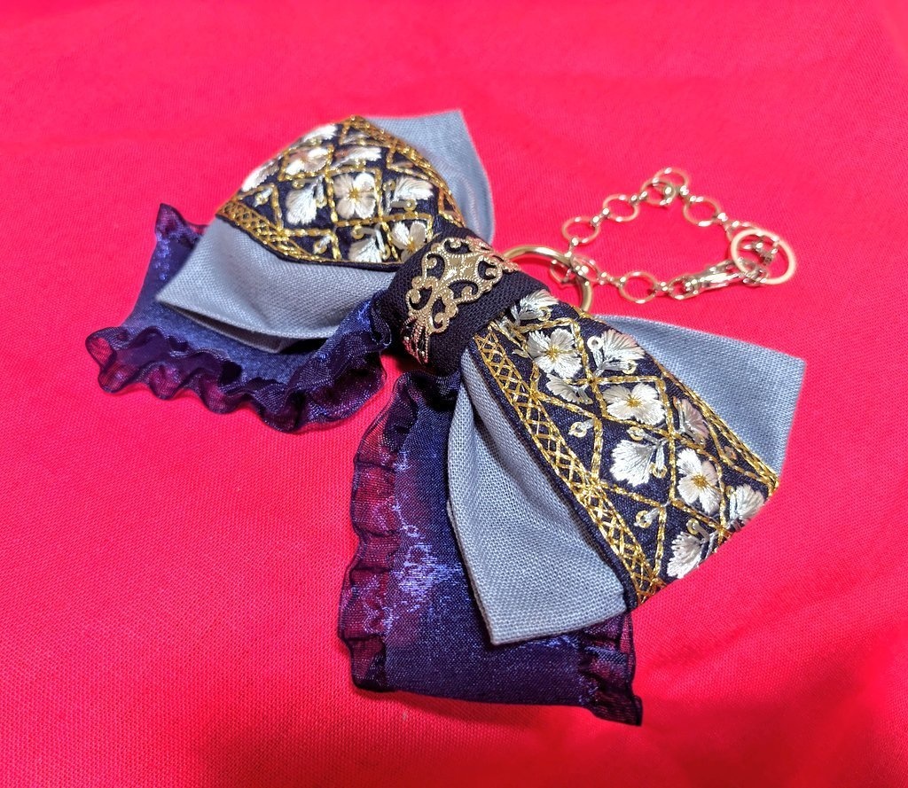 伯仲組イメージリボンバレッタ&バッグチャーム