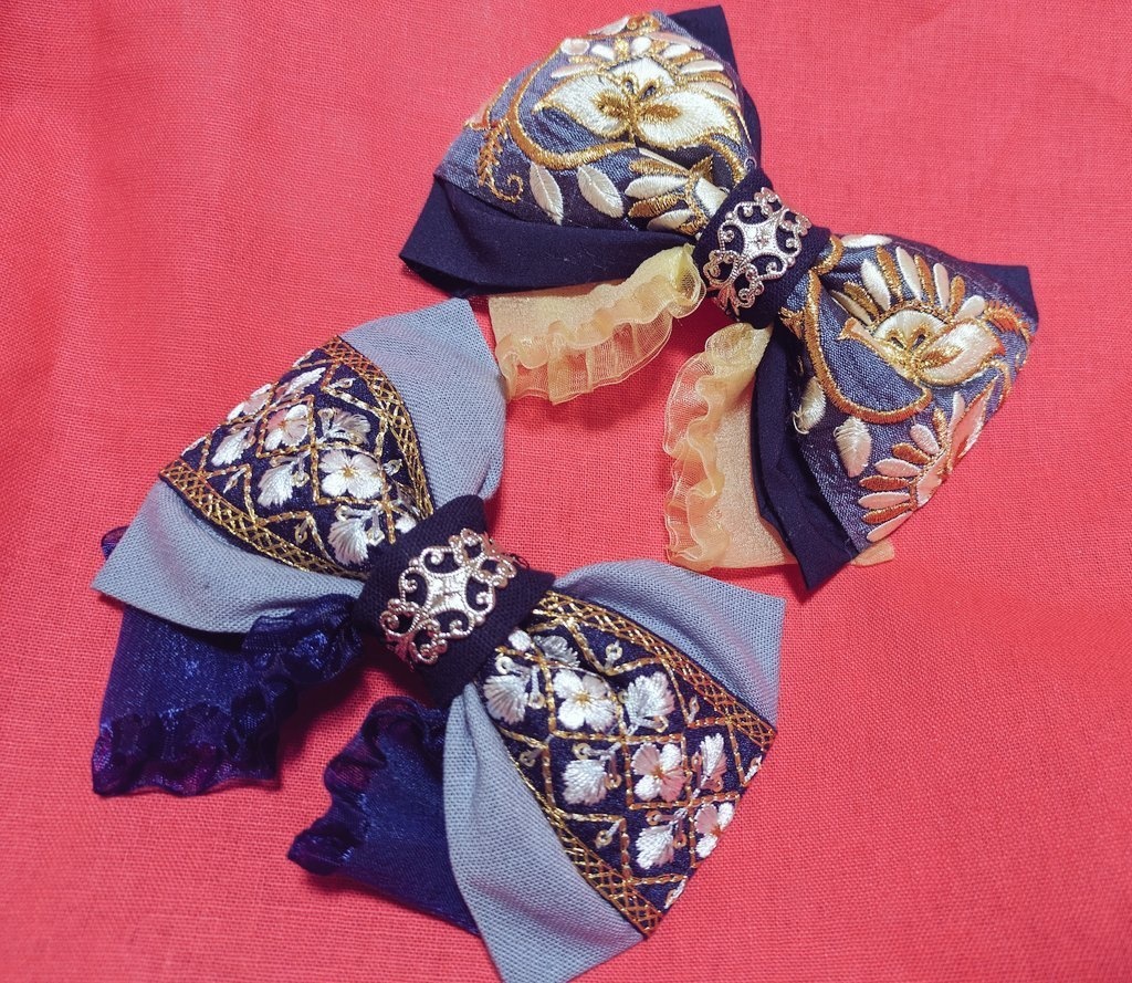 伯仲組イメージリボンバレッタ&バッグチャーム