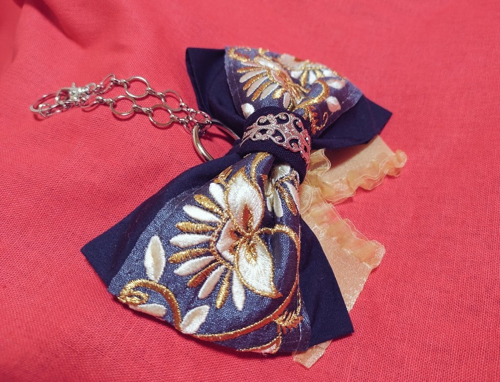 伯仲組イメージリボンバレッタ&バッグチャーム