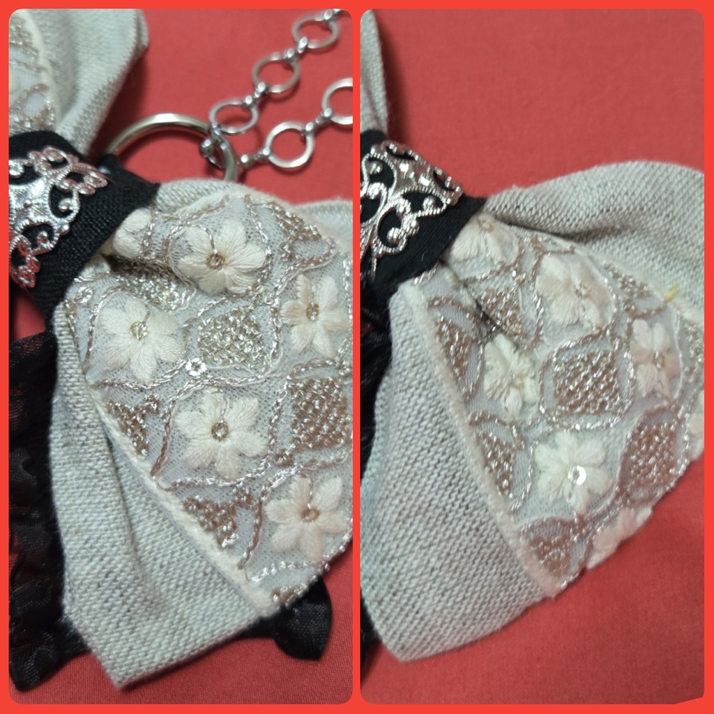 童子切安綱 剥落イメージリボンバレッタ&バッグチャーム