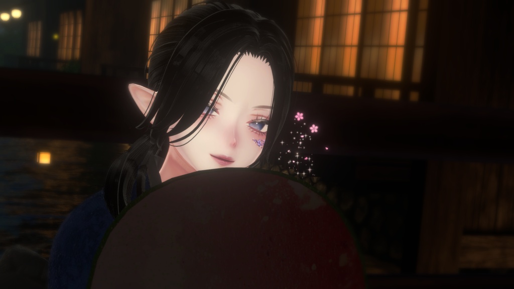 【VRChat想定】フェイスアクセサリー『月桜の雫』- Tsukisa Eye jewelry -