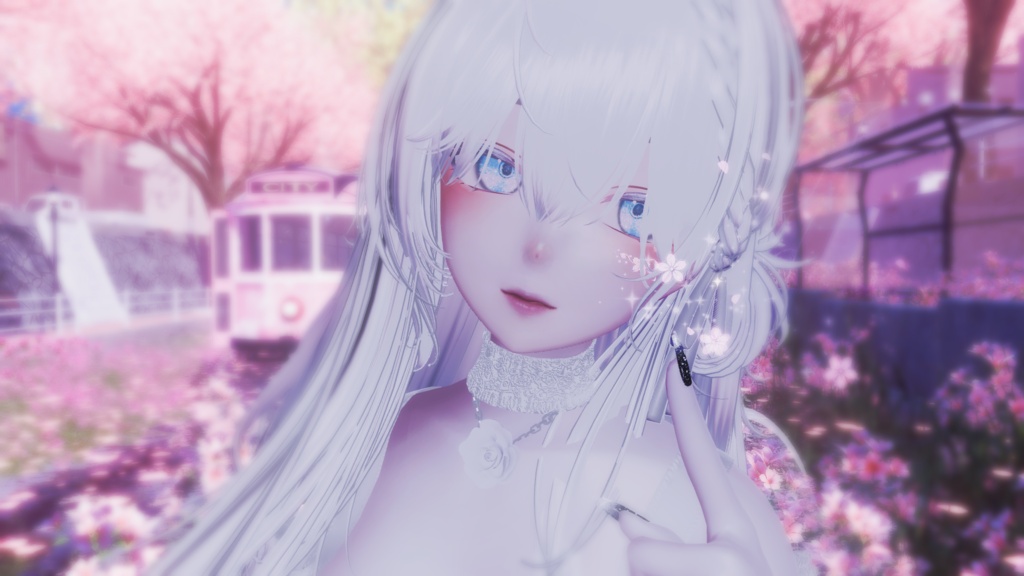 【VRChat想定】フェイスアクセサリー『月桜の雫』- Tsukisa Eye jewelry -