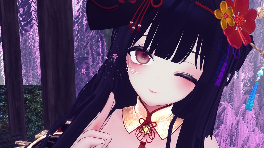【VRChat想定】フェイスアクセサリー『月桜の雫』- Tsukisa Eye jewelry -