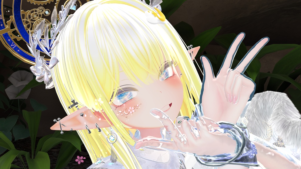 【VRChat想定】フェイスアクセサリー『月桜の雫』- Tsukisa Eye jewelry -