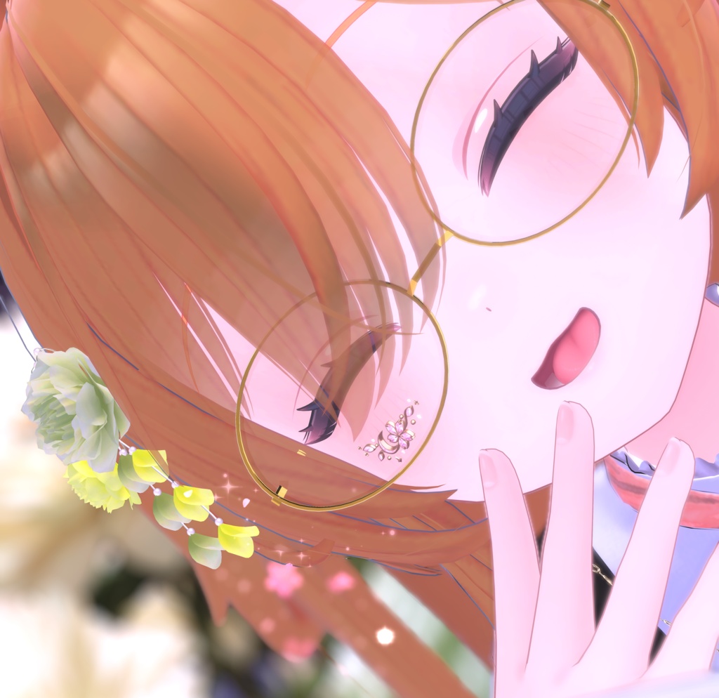 【VRChat想定】フェイスアクセサリー『月桜の雫』- Tsukisa Eye jewelry -