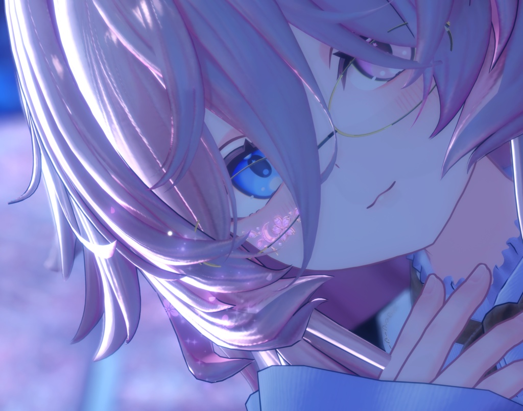 【VRChat想定】フェイスアクセサリー『月桜の雫』- Tsukisa Eye jewelry -