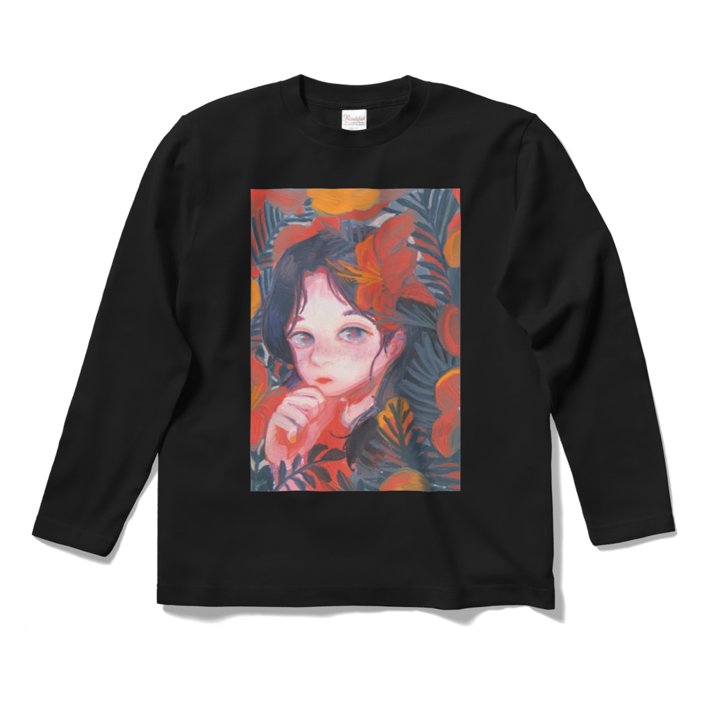 *Original -南国の花- ロングスリーブTシャツ ブラック