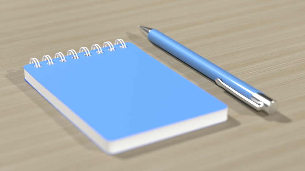 メモ帳とボールペン【3Dモデル】