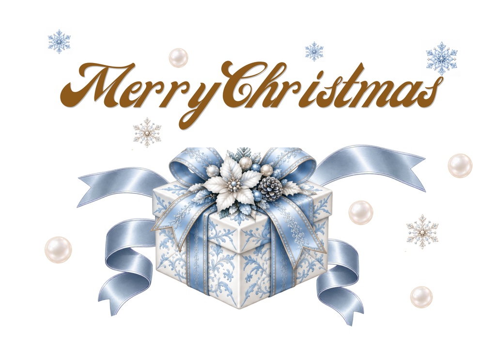 【デジタルカード6枚セット】Merry Christmas|ブルー&ゴールド|LINE・メールで送れる上品なクリスマスカード