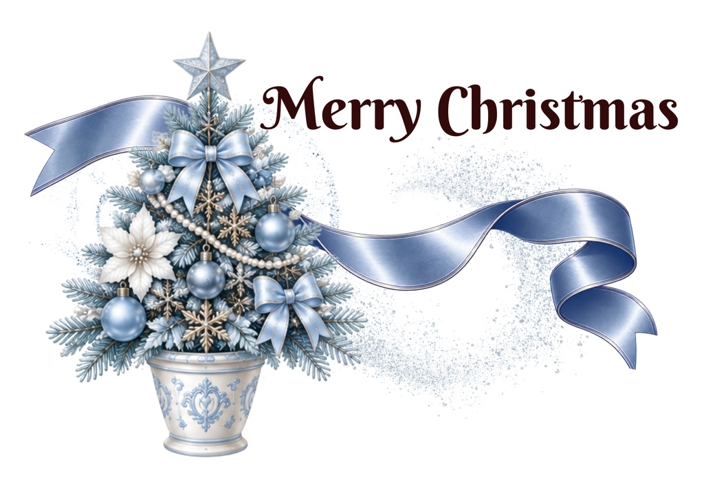 【デジタルカード6枚セット】Merry Christmas|ブルー&ゴールド|LINE・メールで送れる上品なクリスマスカード