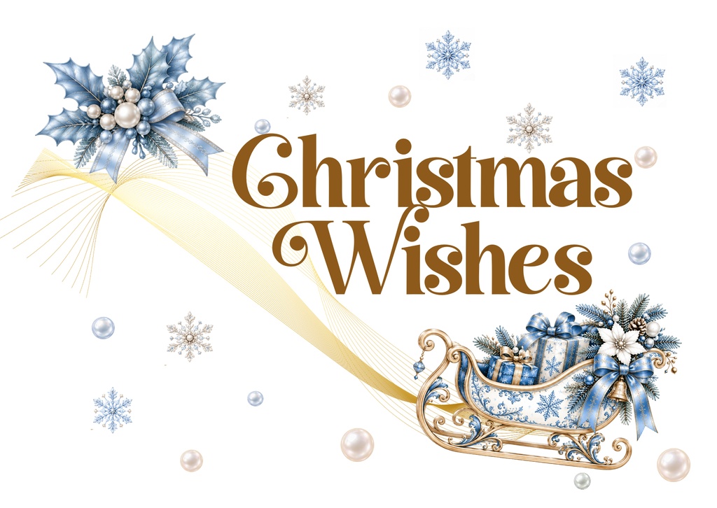 【デジタルカード6枚セット】Merry Christmas|ブルー&ゴールド|LINE・メールで送れる上品なクリスマスカード