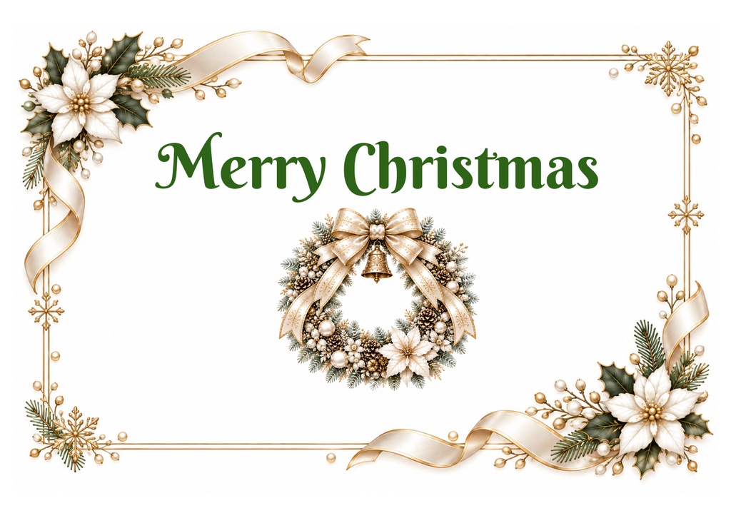 【デジタルカード6枚セット】Merry Christmas|ホワイト&ゴールド|LINE・メールで送れる上品なクリスマスカード