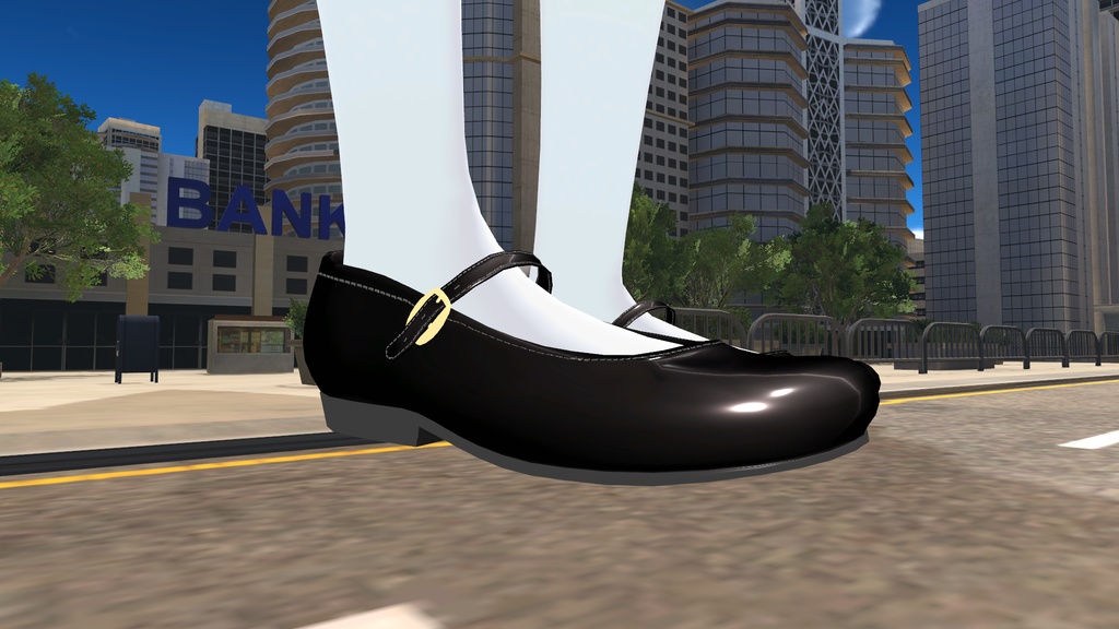 【こまどアバター・桔梗・白猫のライム・フローレン専用】ストラップシューズとフリルドレス「アルギュ・ノワール」