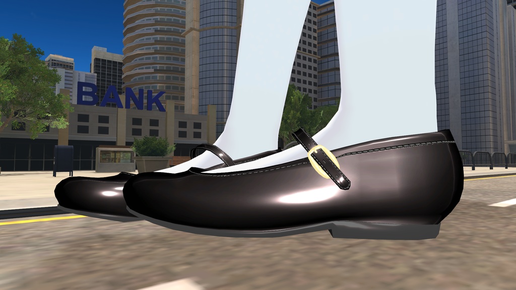 【こまどアバター・桔梗・白猫のライム・フローレン専用】ストラップシューズとフリルドレス「アルギュ・ノワール」