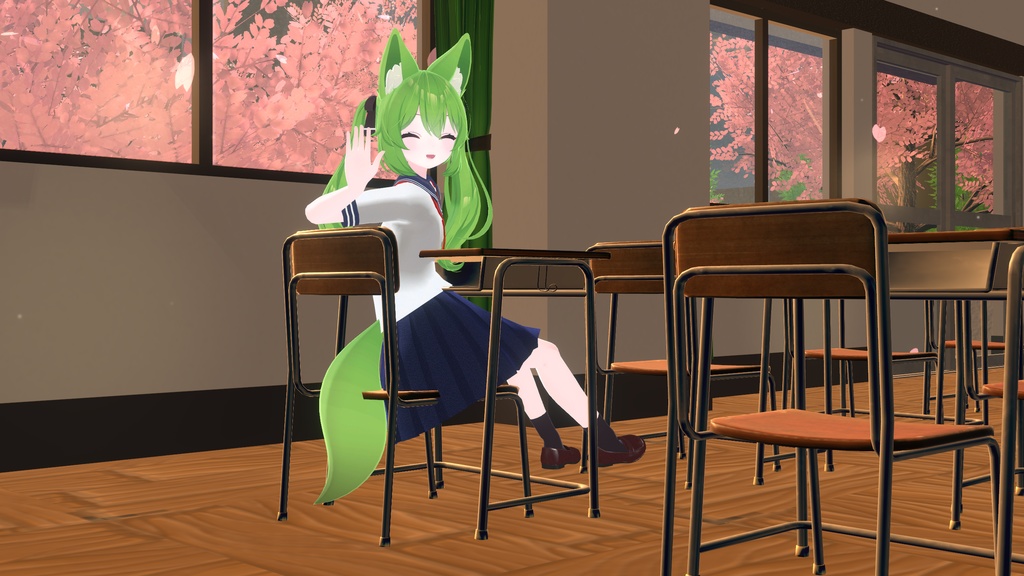 【こまどアバター(+ライムちゃん)・桔梗ちゃん専用】ローファーと安易なセーラー服+ルーズソックス