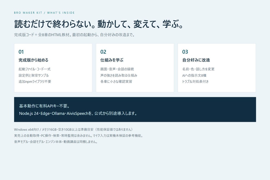 【コード+全8章】BRO制作キット|しゃべって光るWindowsアシスタントの作り方
