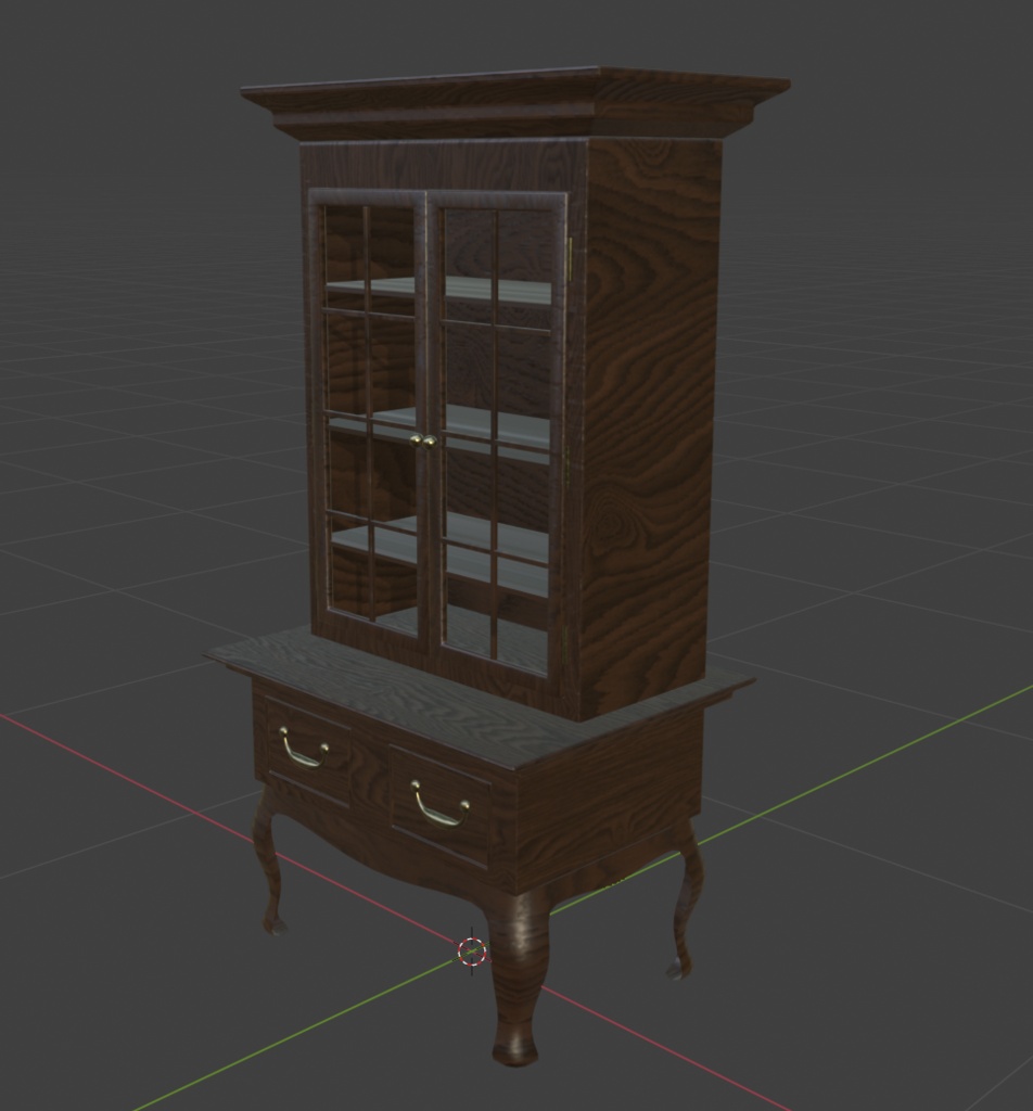 【3Dモデル】アンティーク木製棚 5点セット|カフェ・ショップ・店舗家具【FBX】