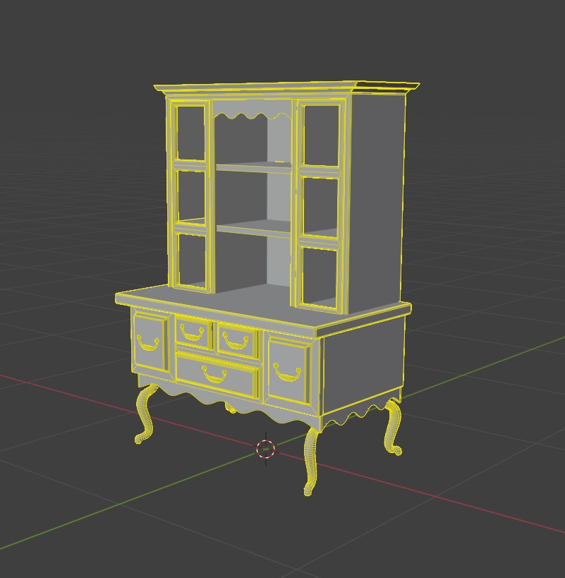 【3Dモデル】アンティーク木製棚 5点セット|カフェ・ショップ・店舗家具【FBX】