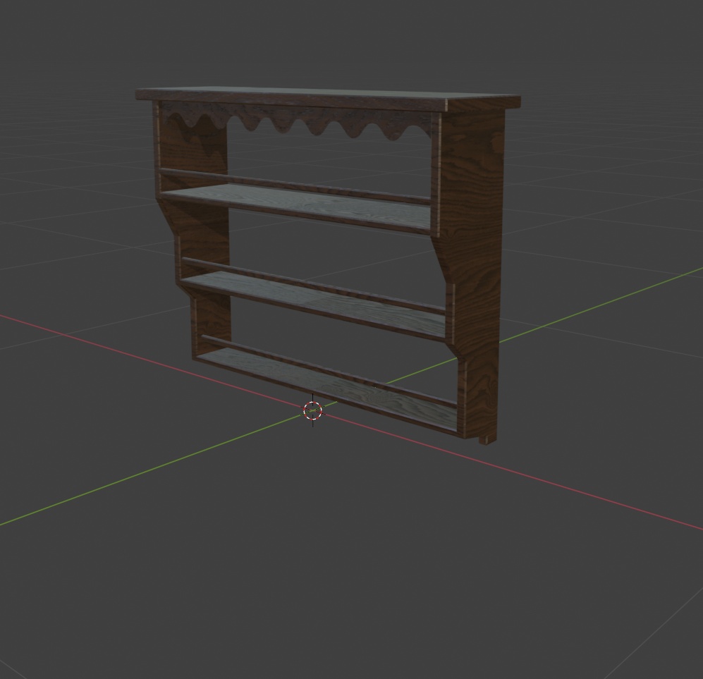 【3Dモデル】アンティーク木製棚 5点セット|カフェ・ショップ・店舗家具【FBX】