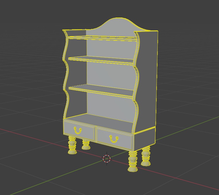 【3Dモデル】アンティーク木製棚 5点セット|カフェ・ショップ・店舗家具【FBX】
