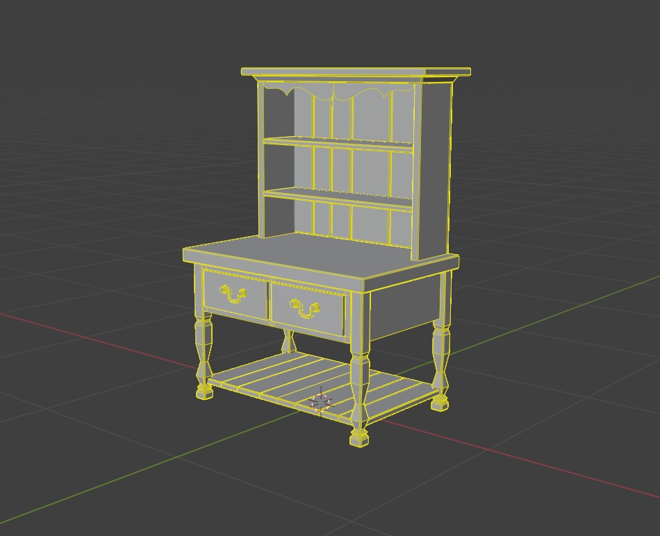【3Dモデル】アンティーク木製棚 5点セット|カフェ・ショップ・店舗家具【FBX】