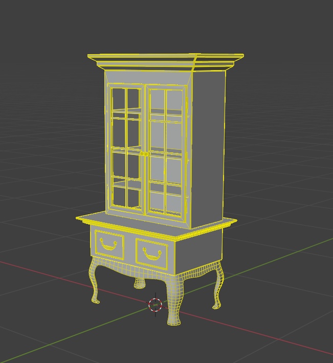 【3Dモデル】アンティーク木製棚 5点セット|カフェ・ショップ・店舗家具【FBX】