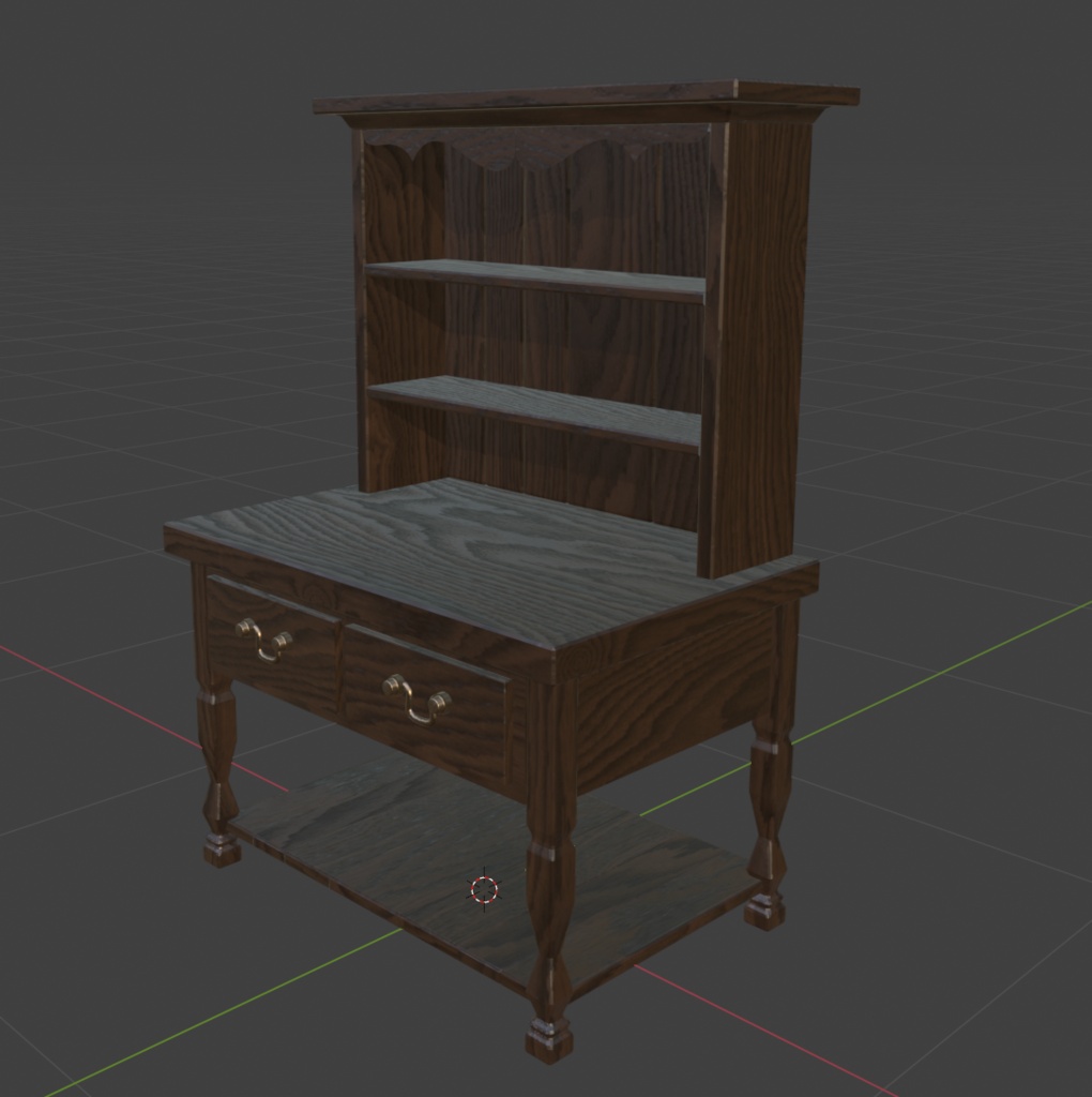 【3Dモデル】アンティーク木製棚 5点セット|カフェ・ショップ・店舗家具【FBX】