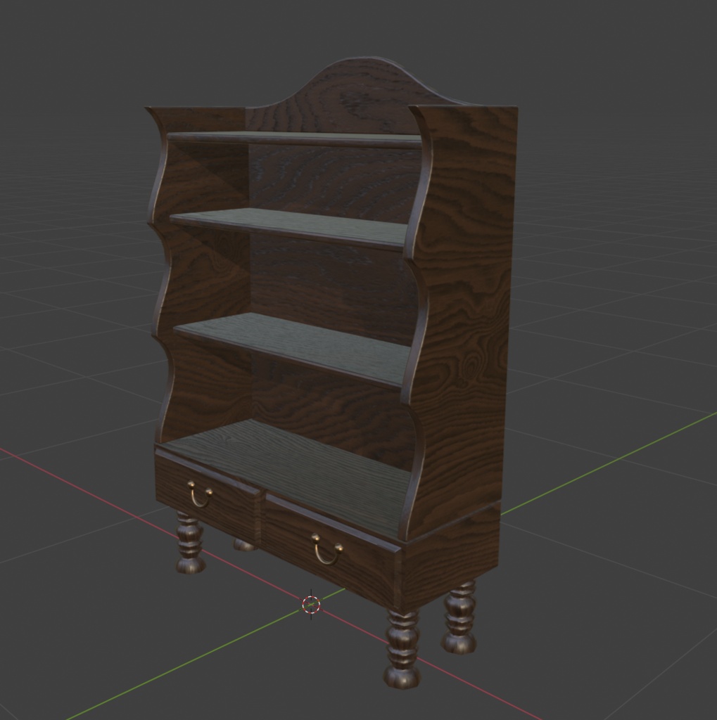 【3Dモデル】アンティーク木製棚 5点セット|カフェ・ショップ・店舗家具【FBX】