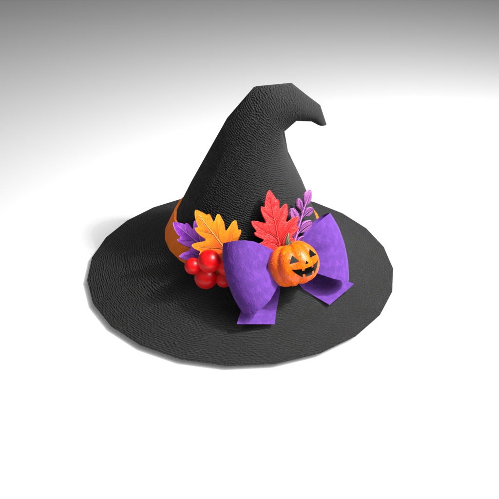 【3Dモデル】ハロウィン魔女の帽子 12種類セット|かわいい・ローポリ風・ハロウィン飾り