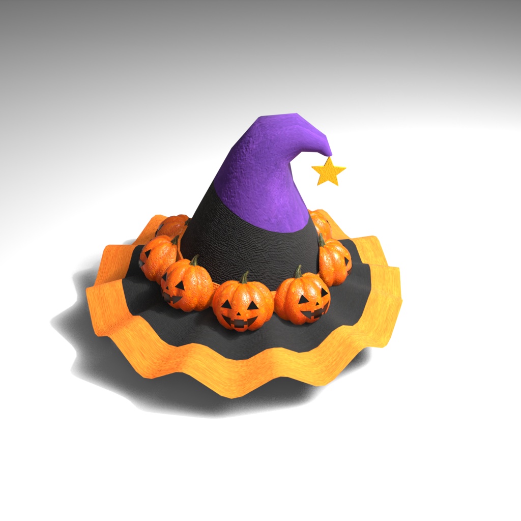 【3Dモデル】ハロウィン魔女の帽子 12種類セット|かわいい・ローポリ風・ハロウィン飾り