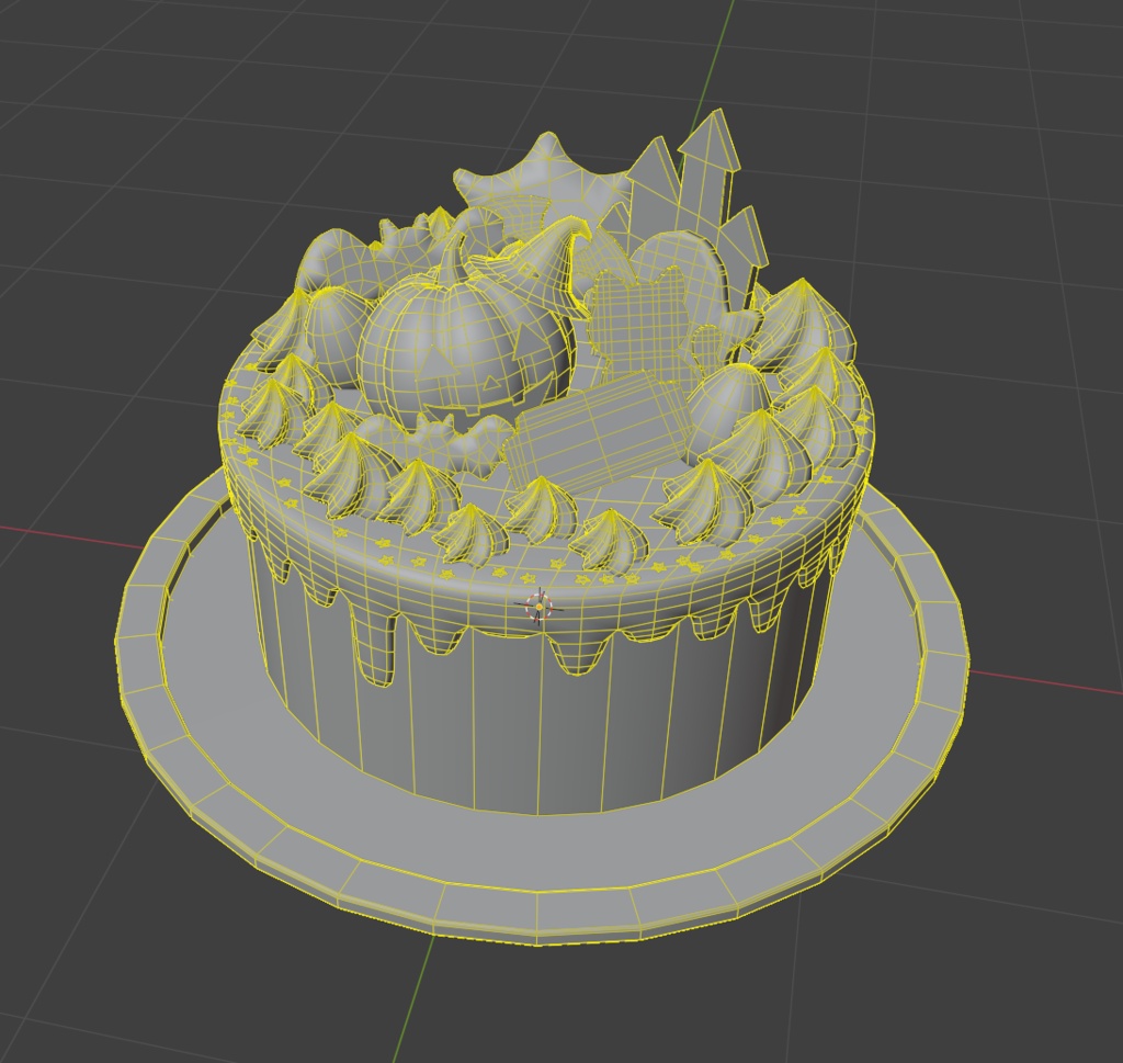 【3Dモデル fbx】おばけと黒猫のハロウィンスペシャルケーキ|かわいいハロウィンデコレーション