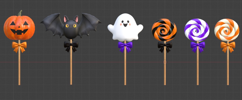 【3Dモデル・FBX】ハロウィン キャンディーポット&お菓子セット|かぼちゃ・おばけ・黒猫・キャンディ