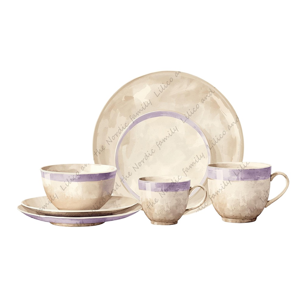 【お試し価格!】Lilico's familyの北欧インテリア-Dining クリップアート10点|背景透過PNG・商用OK・SNS&ブログに最適!