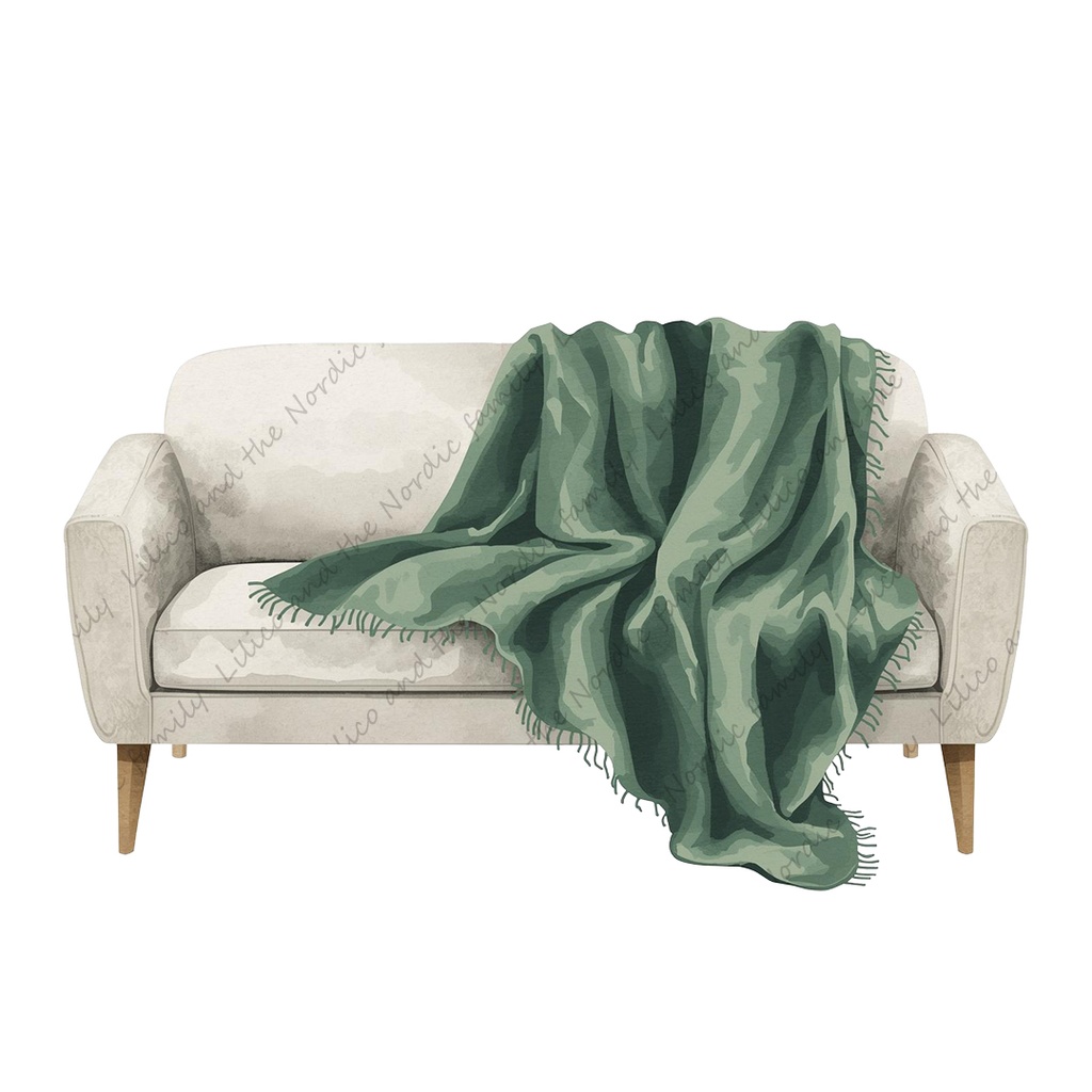 Lilico's familyの北欧インテリア-Living room クリップアート12点|背景透過PNG・商用OK・SNS&ブログに最適!