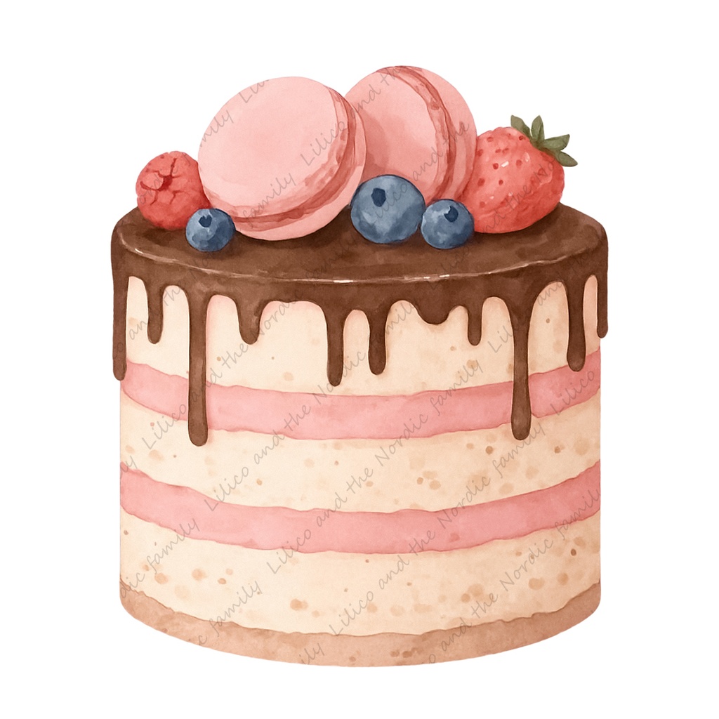♡Patisserie Lilico♡ Lovely cake collection クリップアート10点|背景透過PNG・商用OK・SNS&ブログに最適!