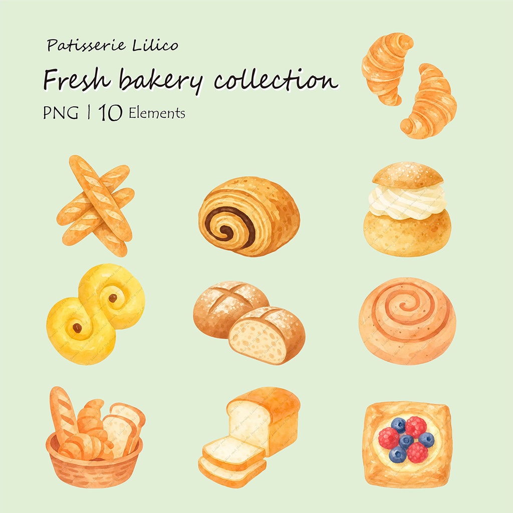 【単品購入より1100円お得!】♡Complete Patisserie Lilico Bundle♡クリップアート30点|背景透過PNG・商用OK・SNS&ブログに最適!