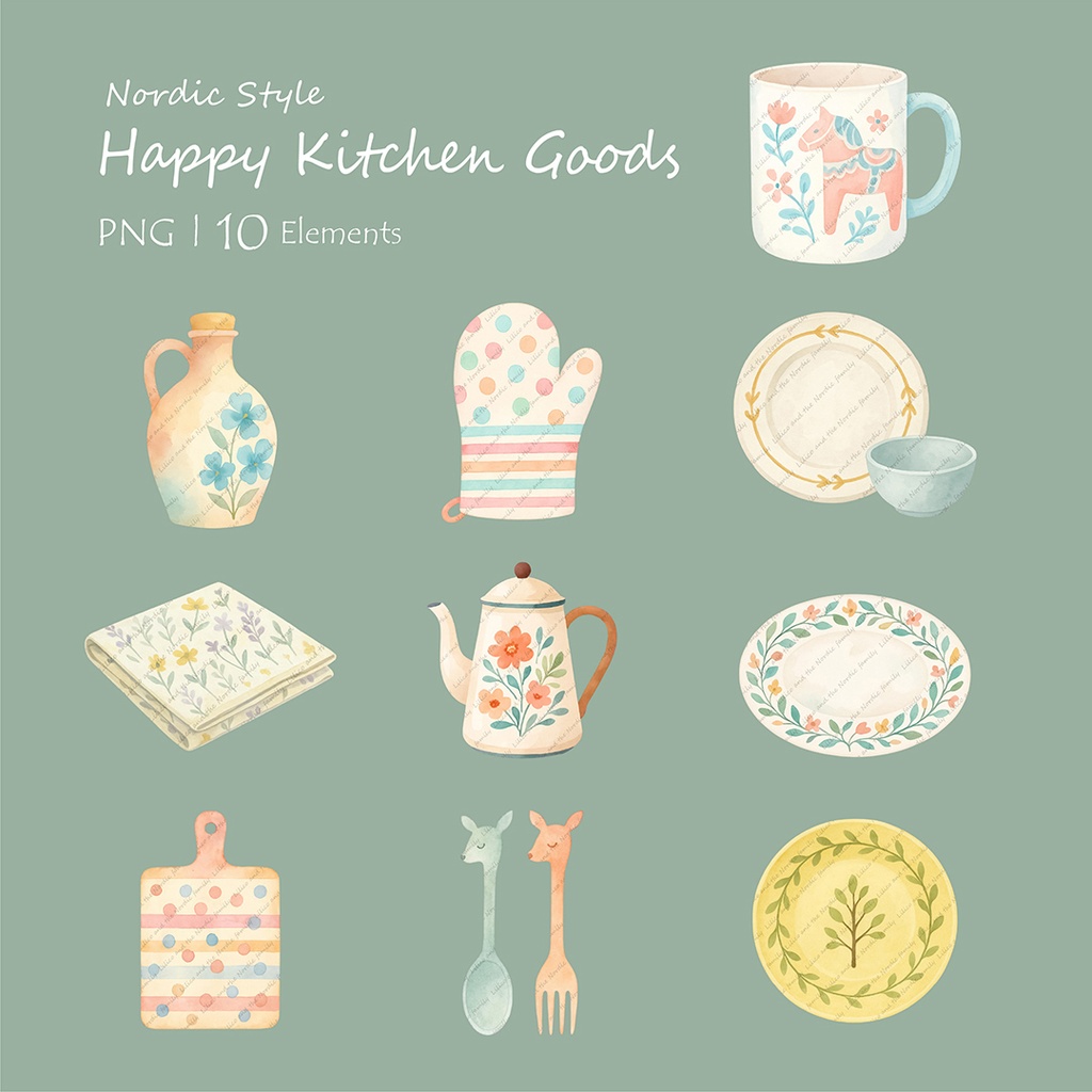 【単品購入より620円お得!】♡Complete Nordic-Style Lifestyle Goods Bundle♡クリップアート30点|背景透過PNG・商用OK・SNS&ブログに最適!