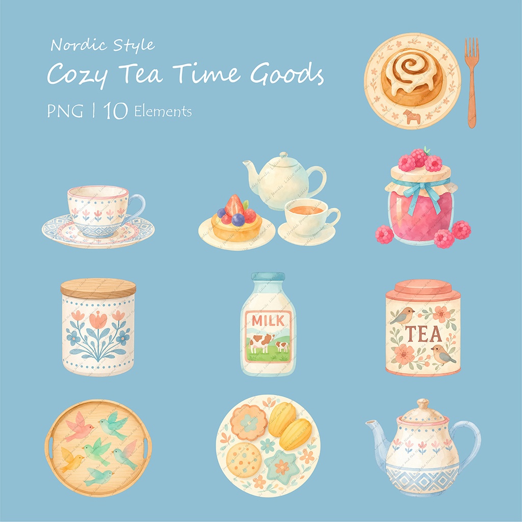 【単品購入より620円お得!】♡Complete Nordic-Style Lifestyle Goods Bundle♡クリップアート30点|背景透過PNG・商用OK・SNS&ブログに最適!