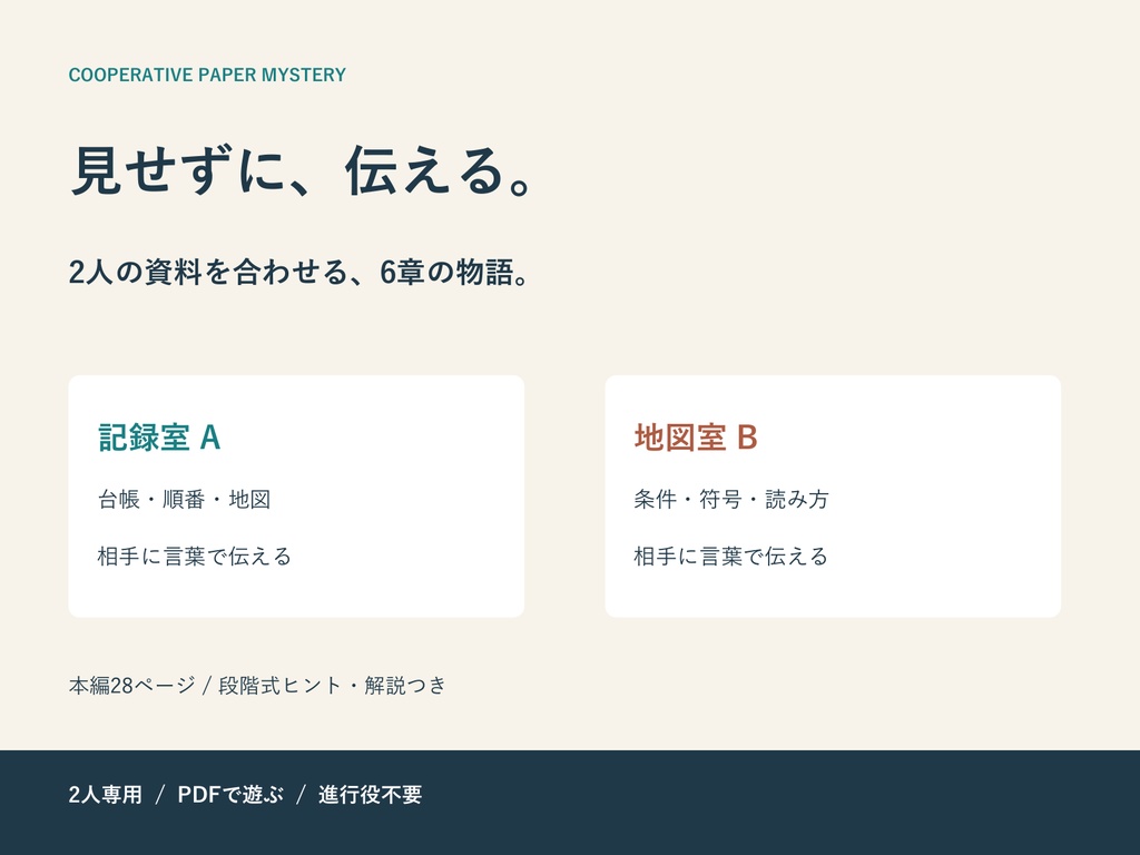 届かなかった二通の手紙|2人で会話する協力謎解き【PDF・進行役不要】