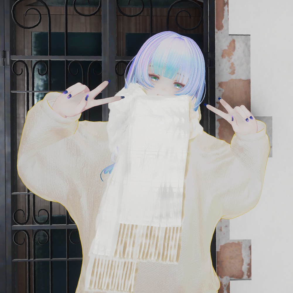 ボリュームフリンジマフラー