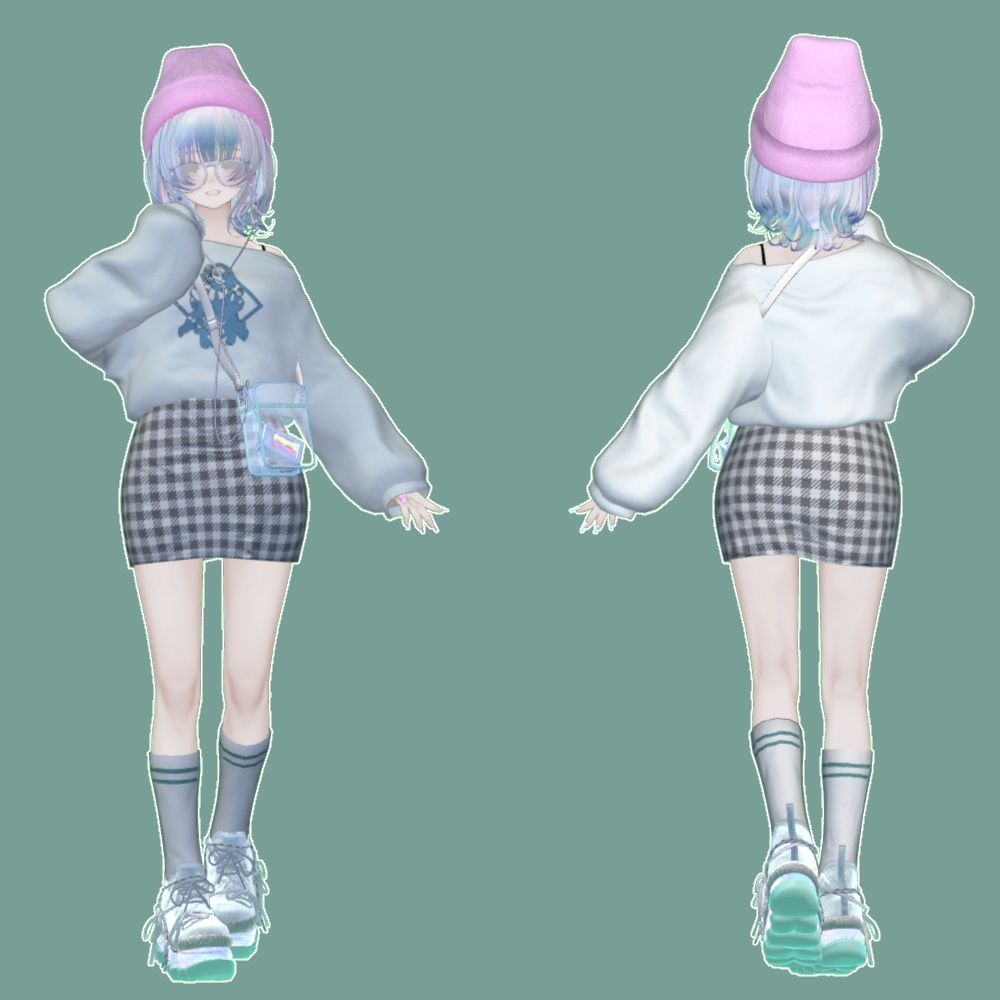 【マリシア】OverSize Long Tee＆Tight Mini Skirt