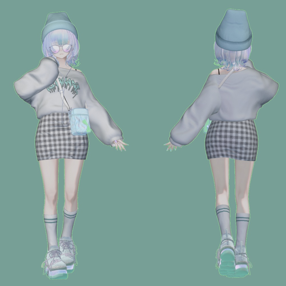 【マリシア】OverSize Long Tee&Tight Mini Skirt