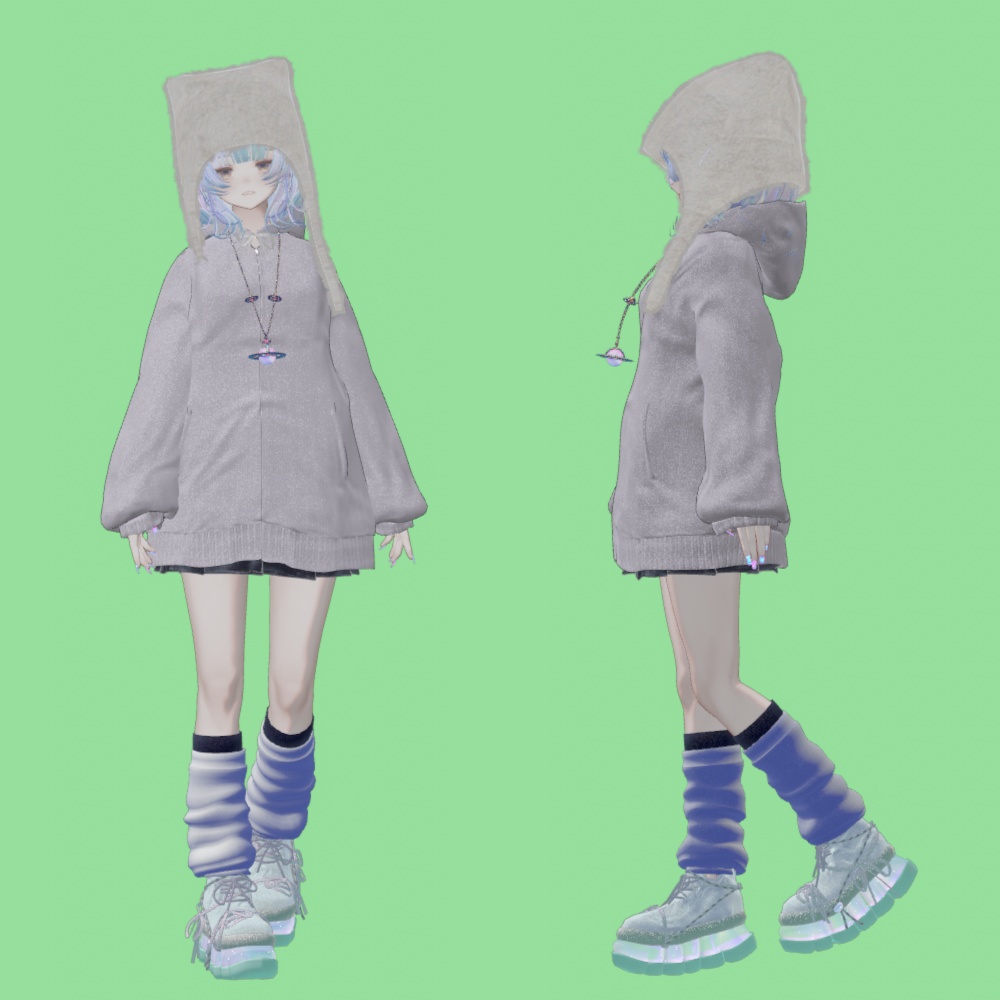 【マリシア】ZIP HOODIE & MINISKIRT【1DAY FREE】