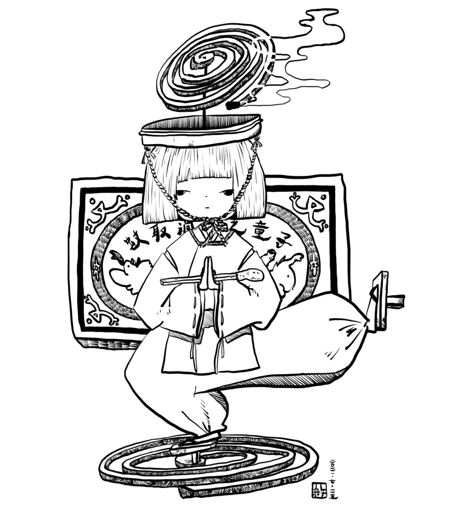 オリジナルTシャツ【蚊取渦巻之童子 -siro-】