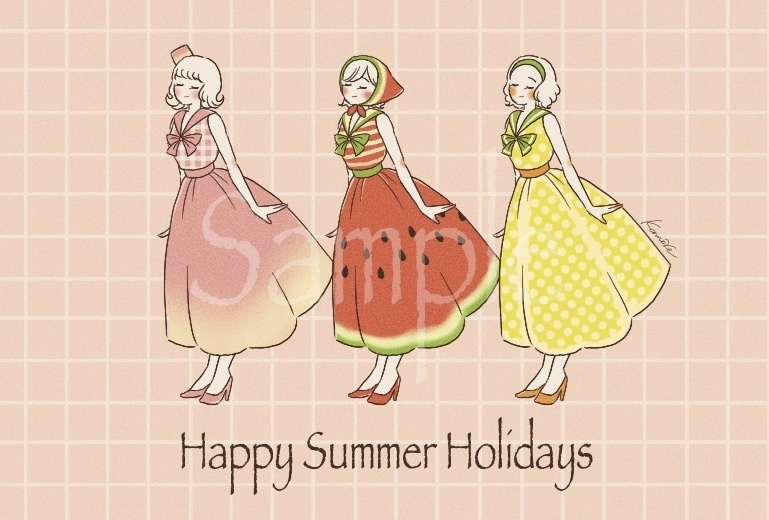 【DL商品】夏のお嬢さん【ポストカードサイズデータ3種】