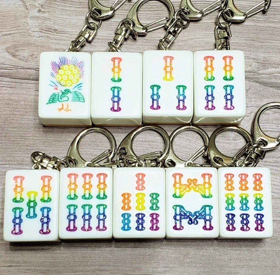 麻雀牌キーホルダー【索子】レインボー