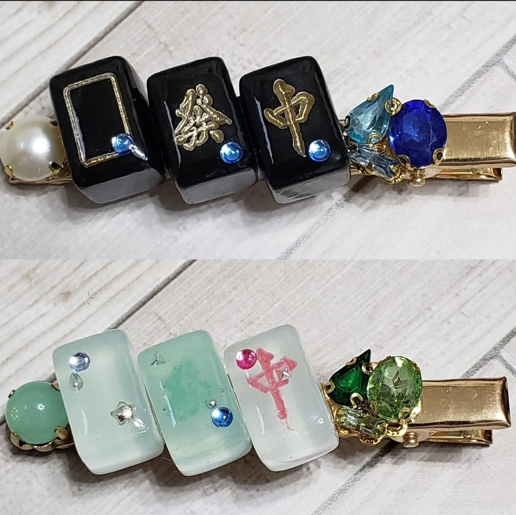 ミニ麻雀牌ヘアクリップ 【ぽん】